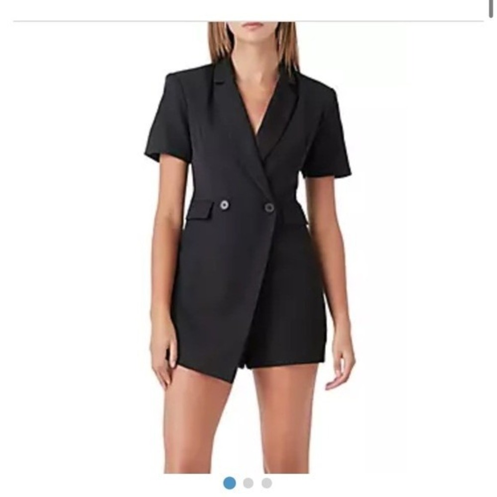 NWT Endless Rose Short Sleeve Blazer Romper‎ Black XS Double Breasted